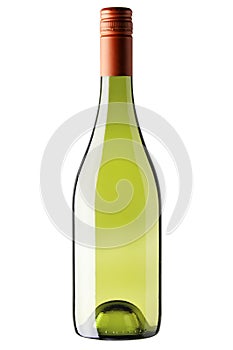 Una botella de vino blanco en blanco 