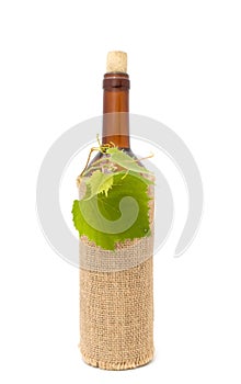Bottle of White Wine in Sackcloth