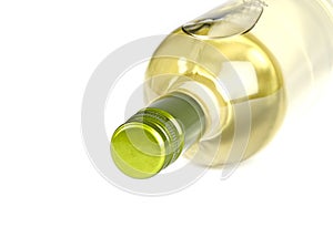 Bottle of White Wine with Screwcap on Its Side