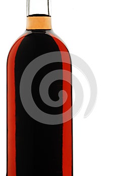 Bottle of wine, backlight, white background red wine, silhouette photo