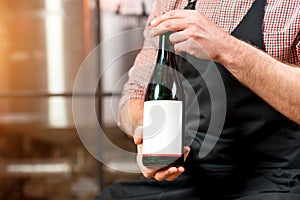 Bottle of wine or beer at the manufacturing