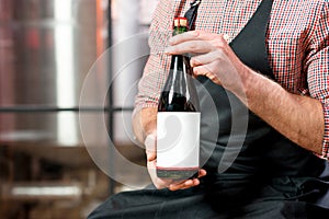 Bottle of wine or beer at the manufacturing