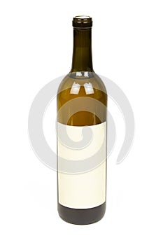 Bottle of Wine with Blank Label on White