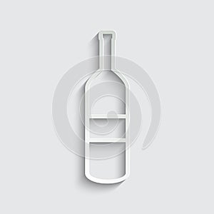 Bottle of wine and glass  - black vector icon