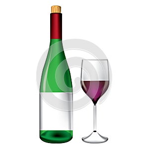 Bottle and wine glass vector