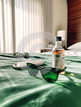 Bottle of wine and glasses in hotel room 1695524760861 3