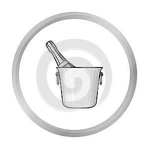 Bottle of wine in an ice bucket icon in monochrome style isolated on white. Restaurant symbol stock