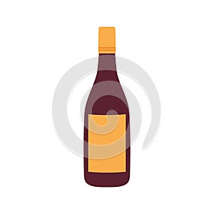 Bottle of wine isolated on white, cartoon style
