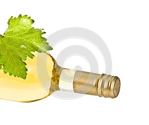Bottle of wine with leaf