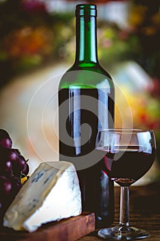 Bottle of wine, Mediterranean concept, ambient light