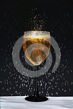 Bottle and Wineglass with Condensation