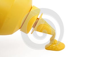 A bottle of yellow mustard