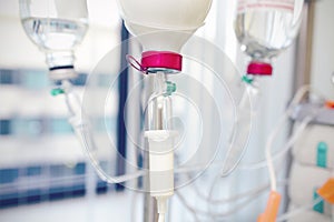 Bottleand intravenous drip system in in hospita