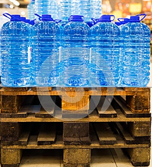 Bottled still water on the palette