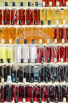 Bottles of alcoholic beverages