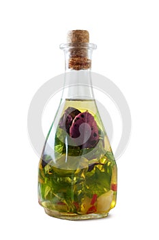 Bottles of aromatic olive oil