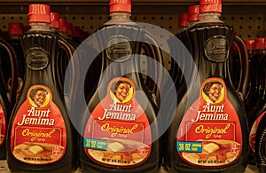Bottles of Aunt Jemima Syrup