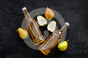 Bottles of beer with peer from above