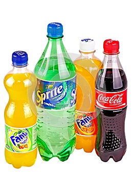 Bottles with beverages