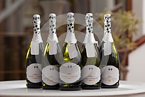 Bottles of champagne for the wedding