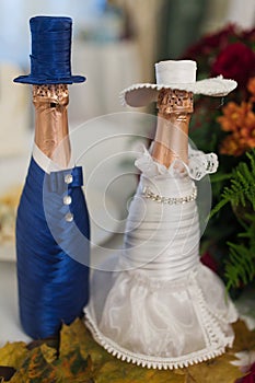Bottles of champagne wedding photo