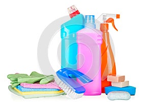 Bottles with cleaning agents for cleaning the house