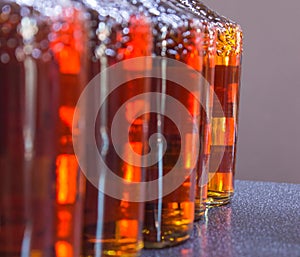 Bottles of cognac in a row