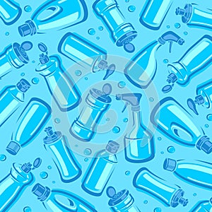 Bottles detergent pattern, background set. Collection icon bottles detergent. Vector