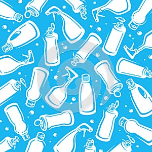 Bottles detergent pattern, background set. Collection icon bottles detergent. Vector