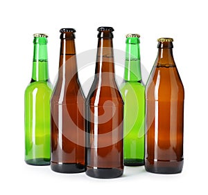 Bottles with different alcoholic drinks