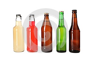 Bottles with different alcoholic drinks