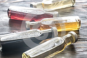 Bottles with different kinds of vinegar