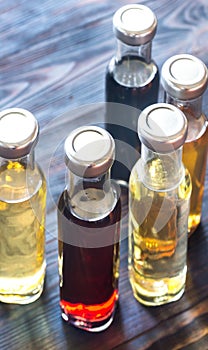 Bottles with different kinds of vinegar