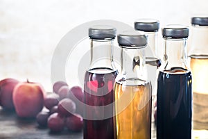 Bottles with different kinds of vinegar