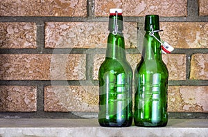 Bottles of empty spruce beer