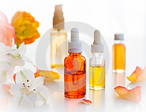 Bottles of essential aromatic oils