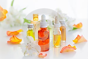 Bottles of essential aromatic oils