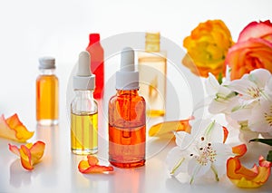 Bottles of essential aromatic oils