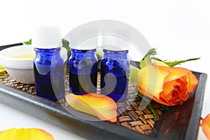 Bottles of essential oils