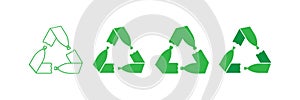 Bottles form recycling icon set. Up economy symbol. Sign zero waste vector flat