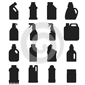 Bottles of household chemicals supplies cleaning housework