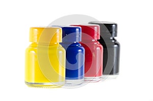 Bottles of ink in cmyk colors