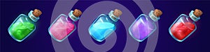 Bottles with magic potions, elixirs and poisons