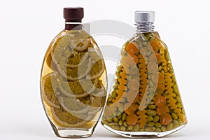 Bottles with Marinated Food