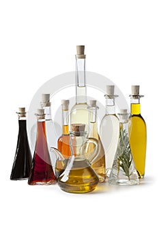 Bottles with oil and vinegar photo