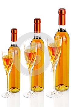 Bottles of passito wine with chlicea