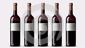 Bottles of red wine with blank front label