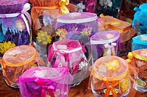 Bottles of scent flowers