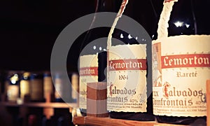 Bottles on the shelf.