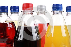 Bottles with soft drinks photo